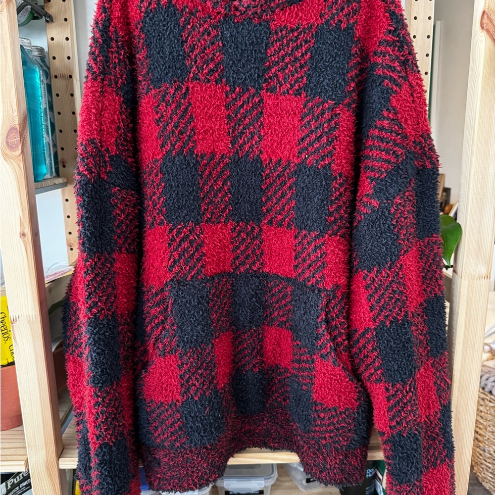 Skims Cozy Knit Unisex Brick Buffalo Check Pattern